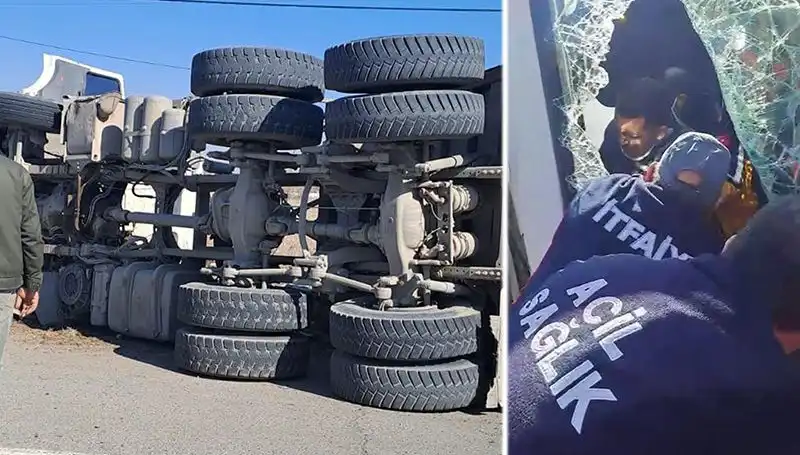 Virajı Alamayan Kamyonun Dehşet Verici Kaza Anı: Can Kaybı Yok