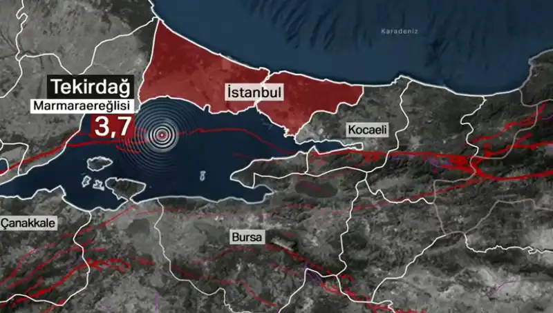 Marmara Denizi'nde Şiddetli Deprem: 3,7 Büyüklüğünde Sarsıntı Hissedildi